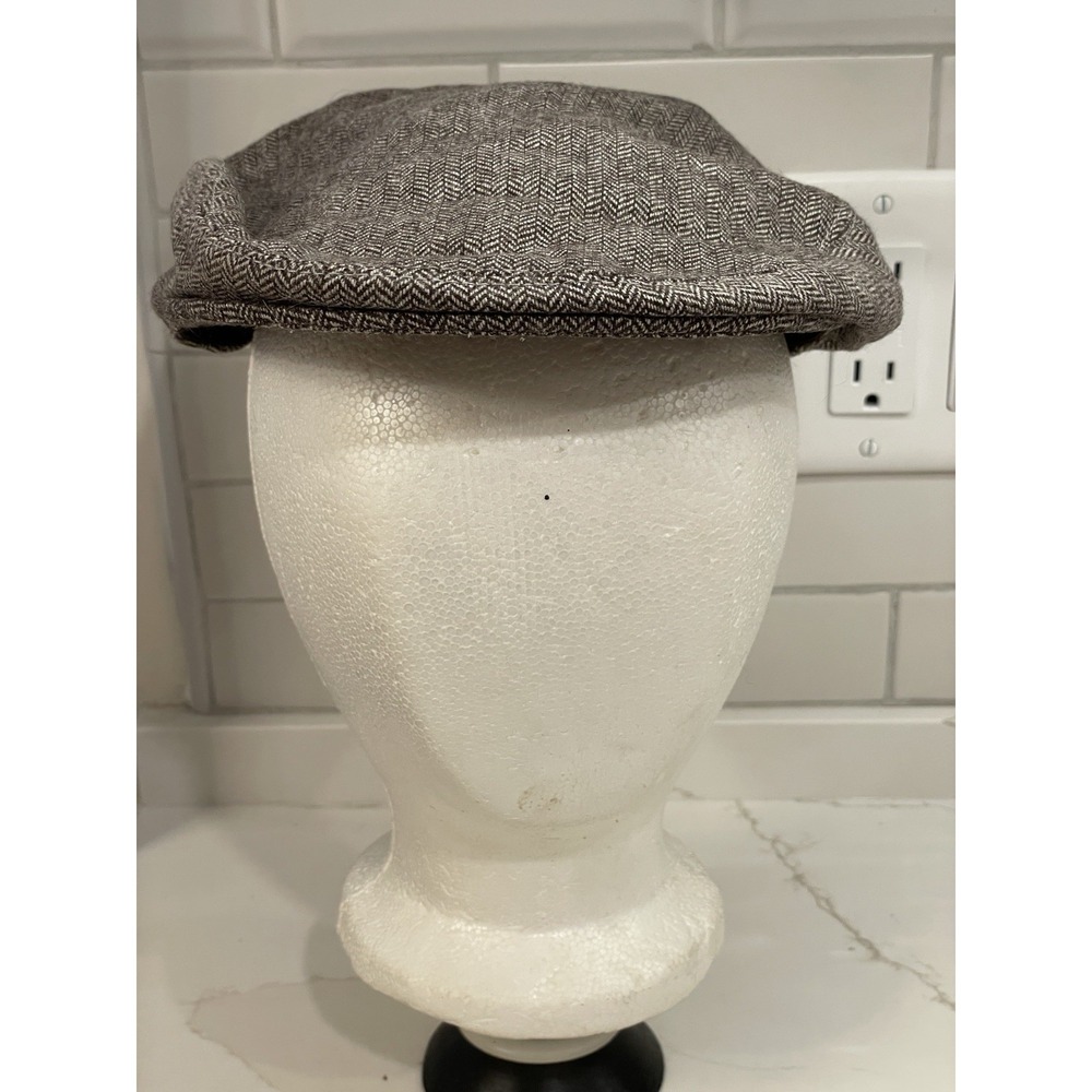 Kangol Newsboy Hat Geez Cap Adult Medium Herringbone Brown White Wool Blend New